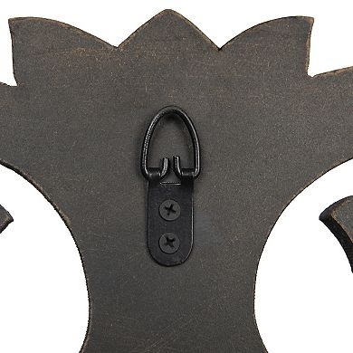 Round Carved Wood Botanical Framed Wall Mirror