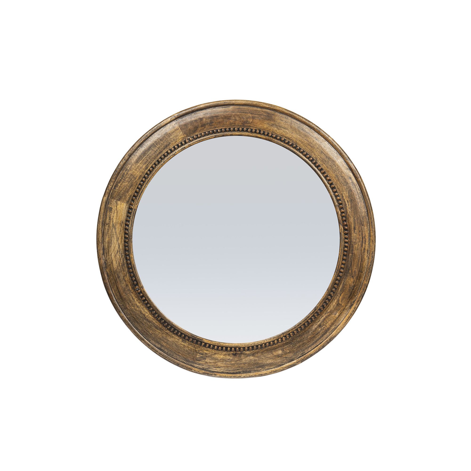 Round Carved Wood Framed Wall Mirror, Multi