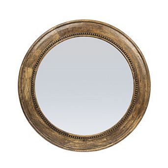 Round Carved Wood Framed Wall Mirror
