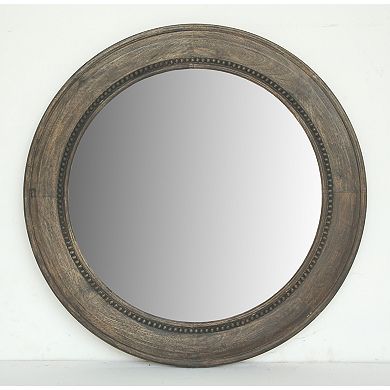 Round Carved Wood Framed Wall Mirror