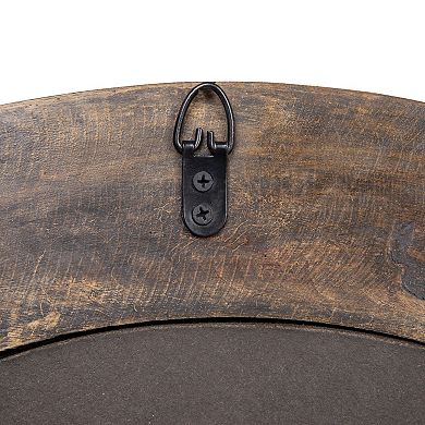 Round Carved Wood Framed Wall Mirror