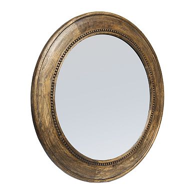 Round Carved Wood Framed Wall Mirror