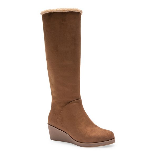 Aerosoles Binocular Women's Shearling Knee-High Boots - Tobacco Faux Suede (9)