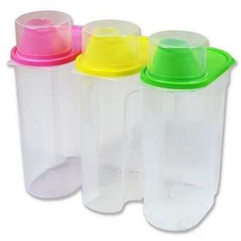 Large Bpa-free Plastic Food Saver, Kitchen Food Containers with Graduated Cap, Set Of 3