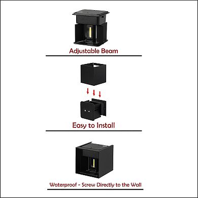 Wall Sconce LED Waterproof Wall Lamp with Adjustable Beam 10-Watt 3000K Warm White - Set of 4