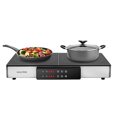 Kalorik MAXX 2-in-1 Stainless Steel Electric Griddle & Double Cooktop