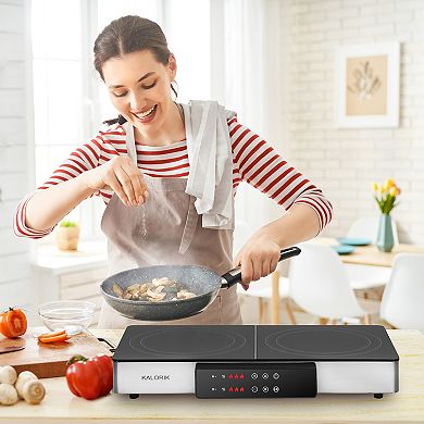 Kalorik MAXX 2-in-1 Stainless Steel Electric Griddle & Double Cooktop