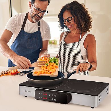 Kalorik MAXX 2-in-1 Stainless Steel Electric Griddle & Double Cooktop