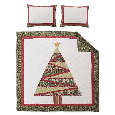 Greenland Home Fashions Christmas Tree Quilt & Sham Set