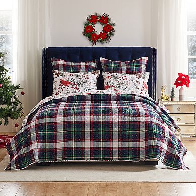 Greenland Home Fashions Cardinal Plaid Quilt & Sham Set