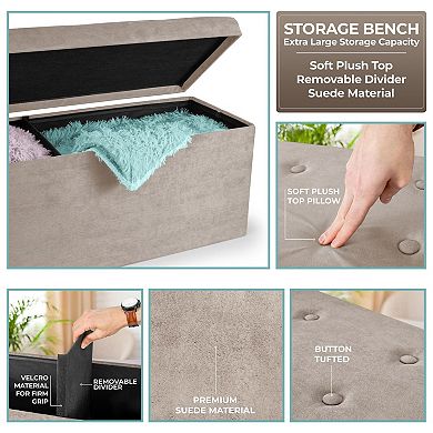 Sorbus Tufted Faux Suede Bench