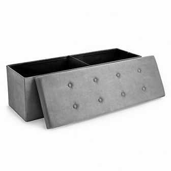 Sorbus Tufted Faux Suede Bench