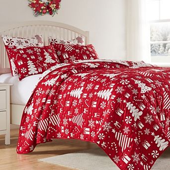 Greenland Home Fashions Peppermint Party Coverlet Set with Shams