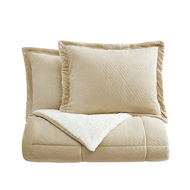 Truly Soft Basket Carved Faux Fur 3-Piece Comforter Set with Shams