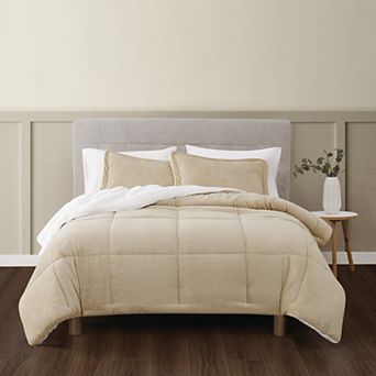 Truly Soft Basket Carved Faux Fur 3 pc Comforter Set with Shams