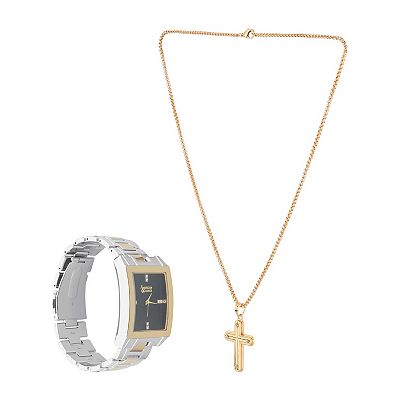 American Exchange Men's Two Tone Metal Alloy & Cross Pendant