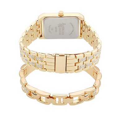 American Exchange Men's Gold Tone Metal Alloy Watch & Bracelet Set