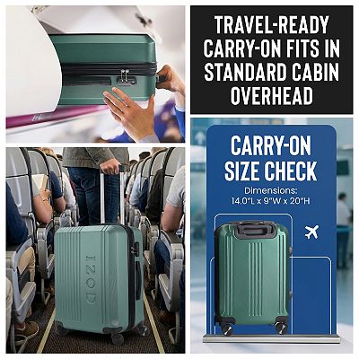 ターコイズ セット IZOD Zane Expandable Lightweight 3-Piece Hardside Spinner Luggage Set
