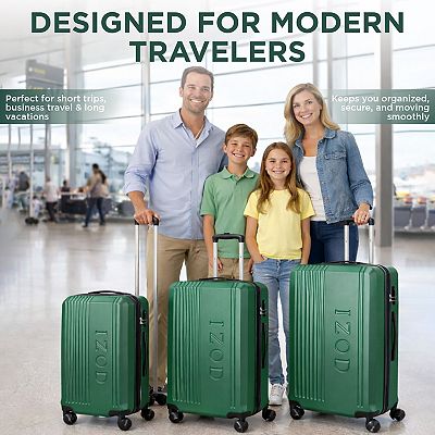 IZOD Zane Expandable Lightweight 3-Piece Hardside Spinner Luggage Set