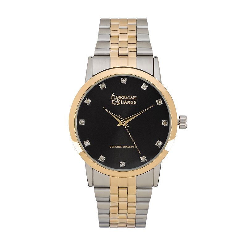 American Exchange Men's Two Tone Metal Alloy Watch, Size: 40 mm, Gold Silver