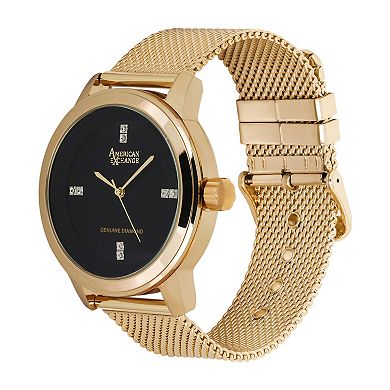 American Exchange Men's Gold Tone Mesh Watch