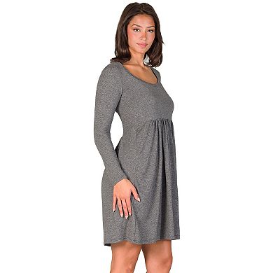 Women's 24Seven Comfort Apparel Long Sleeve Babydoll Mini Dress