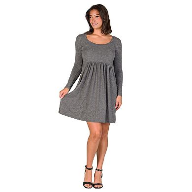 Women's 24Seven Comfort Apparel Long Sleeve Babydoll Mini Dress