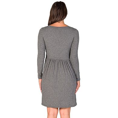 Women's 24Seven Comfort Apparel Long Sleeve Babydoll Mini Dress
