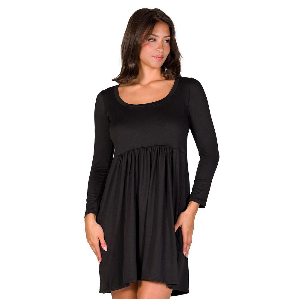 Women's 24Seven Comfort Apparel Long Sleeve Babydoll Mini Dress