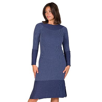 Women's 24Seven Comfort Apparel Ribbed Knit Long Sleeve Split Hem Sweater Dress
