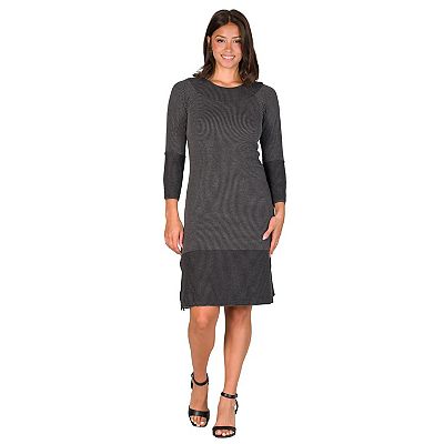24seven Comfort Apparel Women's Ribbed Knit Long Sleeve Split Hem Sweater Dress - Green - XL