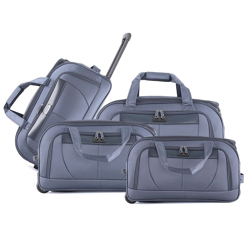 IZOD Carol 4-Piece Softside Inline Lightweight Duffel Bag Set, Gray