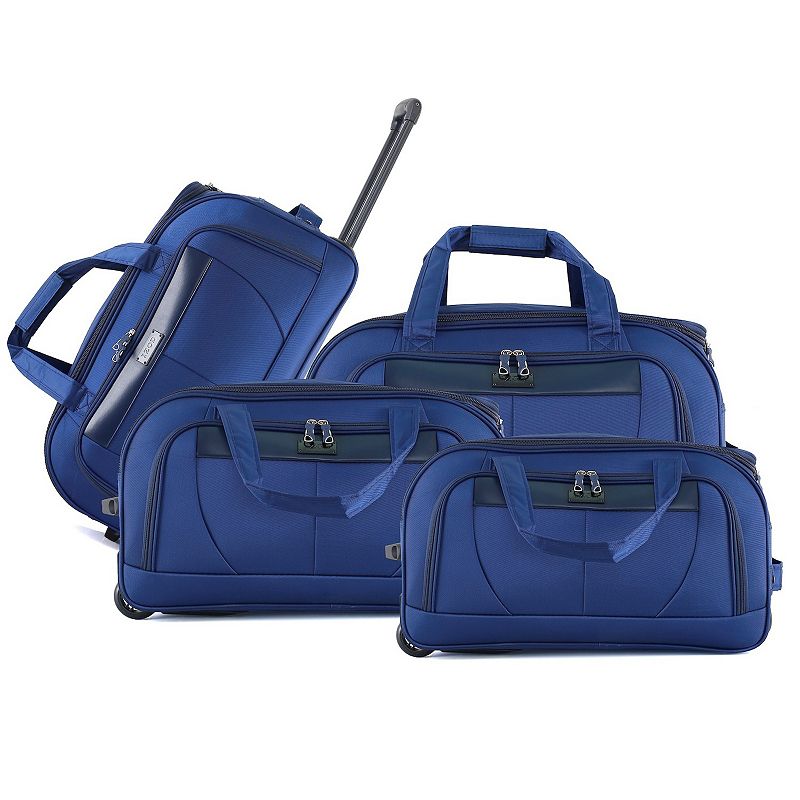 IZOD Carol 4-Piece Softside Inline Lightweight Duffel Bag Set, Blue