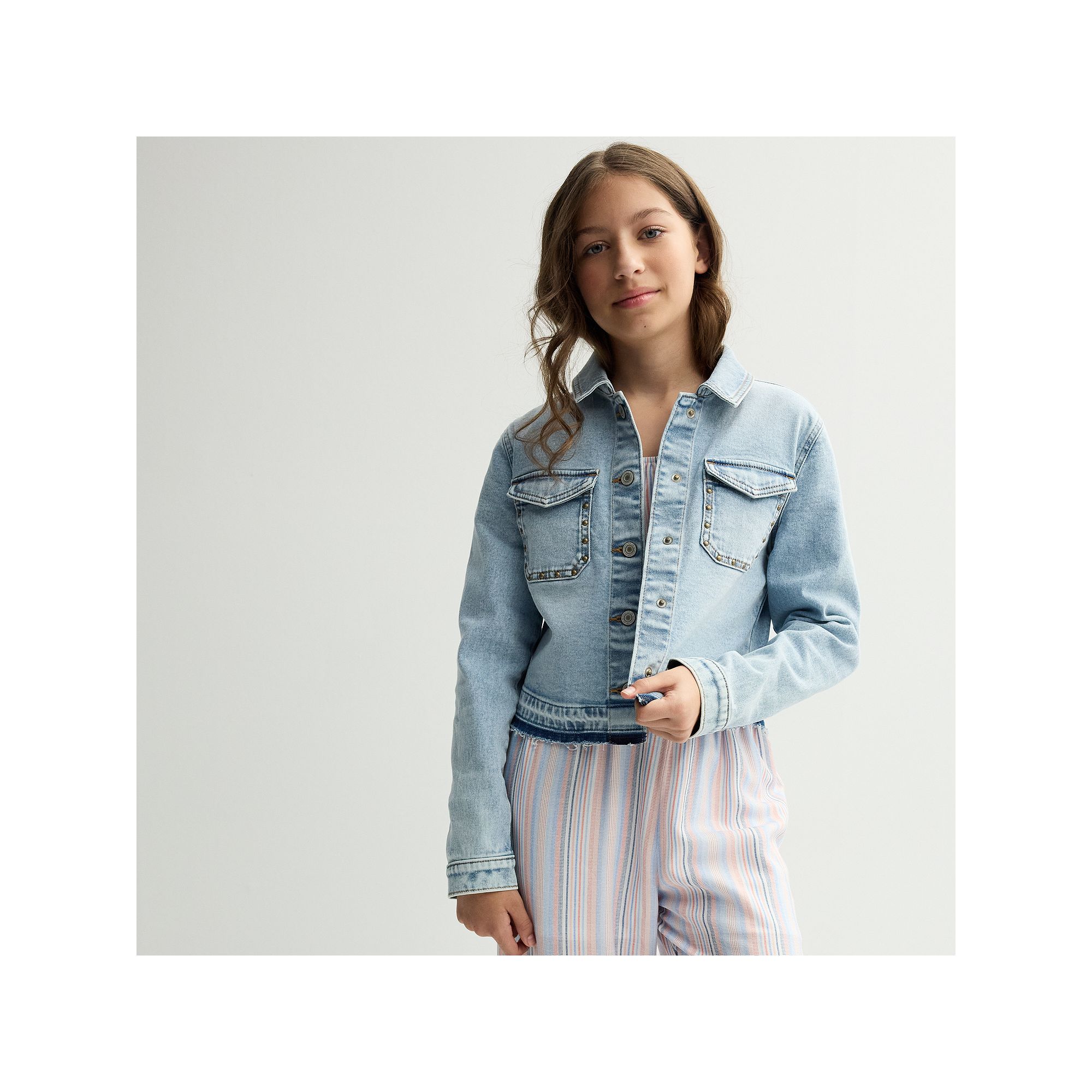 Girls 6-20 SO® Cropped Denim Jacket in Regular and Plus Size, Girls, Size