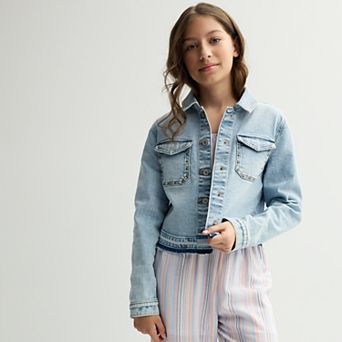 Girls 6-20 SO® Cropped Denim Jacket in Regular and Plus Size