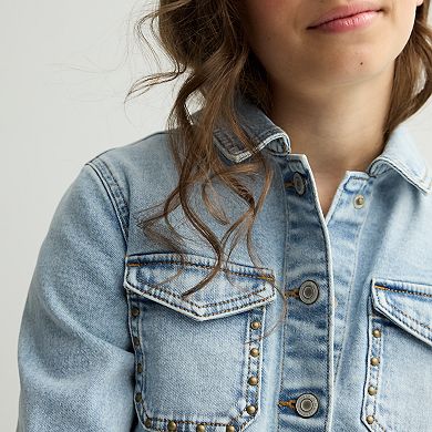 Girls 6-20 SO® Cropped Denim Jacket in Regular and Plus Size
