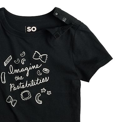 Girls 7-16 SO® Adaptive Imagine The Pastabilities Graphic Baby Tee