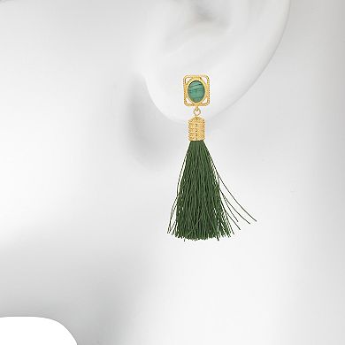 Sonoma Goods For Life® Gold Tone Stone & Tassel Drop Earrings
