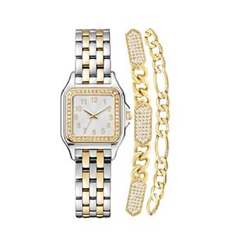 Jessica Carlyle Women's Two Tone Watch & 2 Bracelet Set