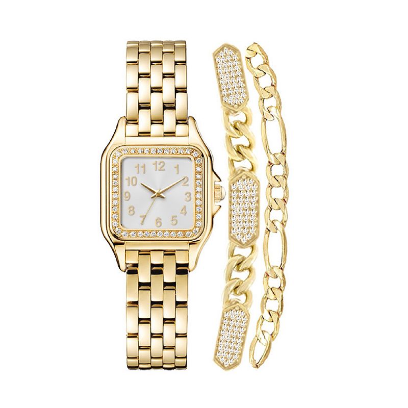 Jessica Carlyle Women's Gold Tone Watch & 2 Bracelet Set, Size: 26 mm