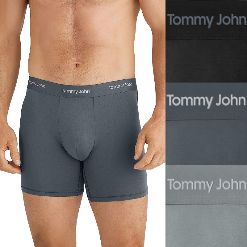 Men's Tommy John 3-Pack Luxe Modal Boxer Briefs, Size: Medium, Black Turb Monument