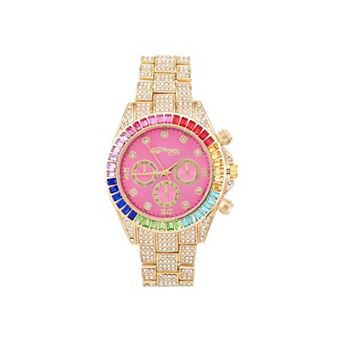 Ed Hardy Women's Colorful Crystal Bezel Gold Metal Alloy Watch