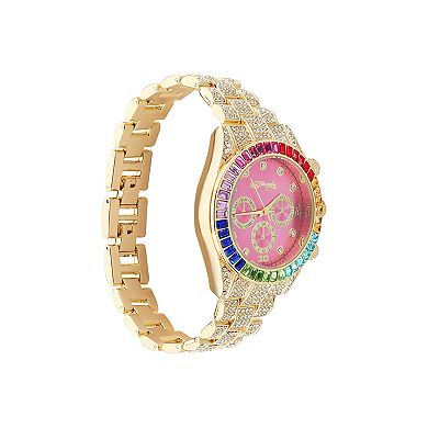 Ed Hardy Women's Colorful Crystal Bezel Gold Metal Alloy Watch