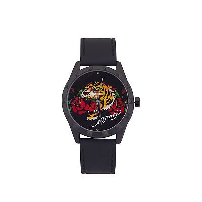 Ed Hardy Women s Tiger Dial Black Silicone Strap Watch