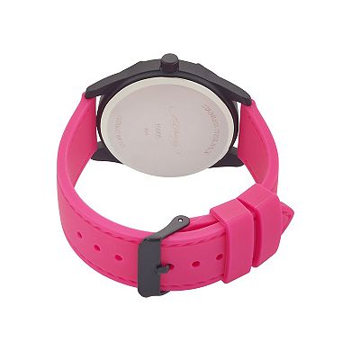 Ed Hardy Women's Skull & Butterfly Dial Fuchsia Silicone Strap Watch