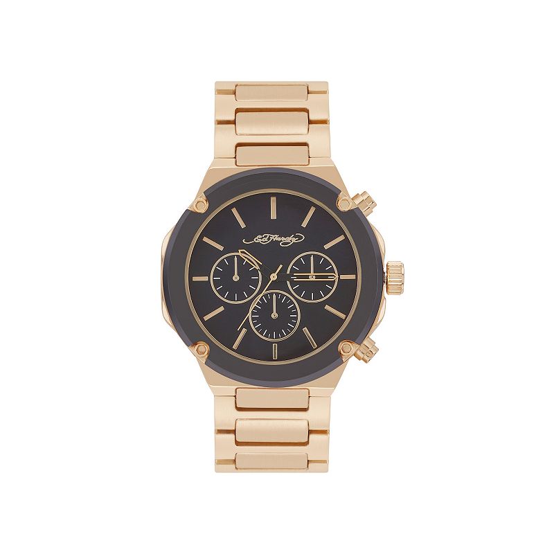 Ed Hardy Men's Brushed Gold Tone Bracelet Watch, Size: Large