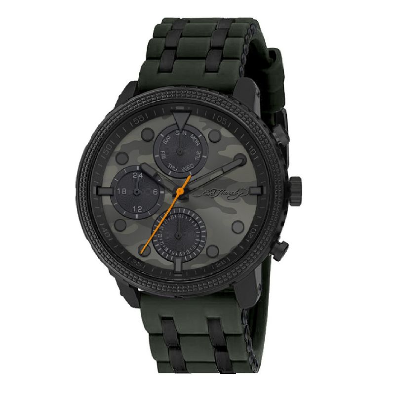 Ed Hardy Men's Camo Dial Silicone Strap Watch, Size: Large, Black