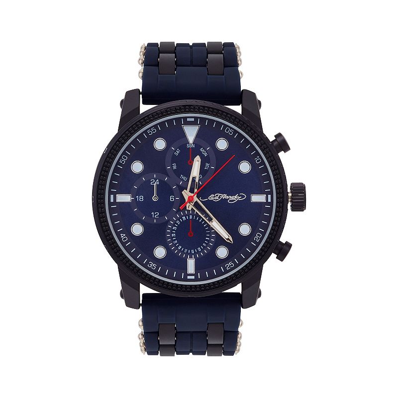 Ed Hardy Men's Navy Dial Silicone Strap Watch, Size: Large, Blue