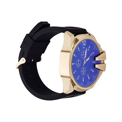 Ed Hardy Men's Gold-Tone Case Black Silicone Strap Watch