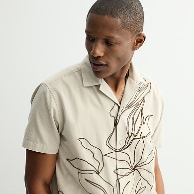 Men's Apt. 9® Short Sleeve Embroidered Camp Collar Shirt